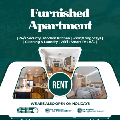 Comfort Furnished 3-Bedroom Flat Rent in Bashundhara R/A